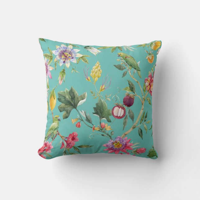 Oiseaux Et Fleurs Couleur Oreiller (Recto)