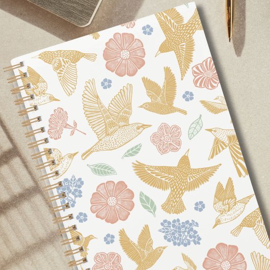 Oiseaux et Fleurs Dessinés à la Main Hebdomadaire