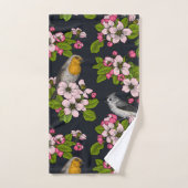 Oiseaux et fleurs en noir (Serviette à main)