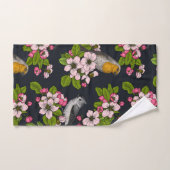 Oiseaux et fleurs en noir (Serviette à main)