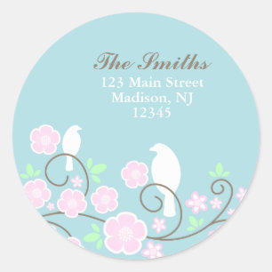 Oiseaux et fleurs Étiquettes de adresse