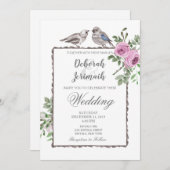Oiseaux et fleurs Faire-part de mariage d'été du p (Devant / Derrière)