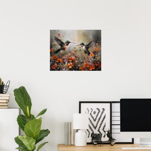 Oiseaux Et Fleurs Oiseaux Imprimer Poster (Bureau à domicile)