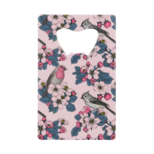 Oiseaux et fleurs roses (Devant)