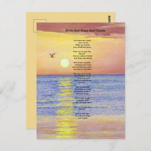 OISEAUX ET NAVIRES ET NUAGES CARTE POSTALE (Devant / Derrière)