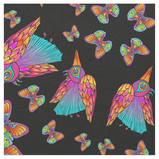 Oiseaux et papillons Tissu (Fermer)