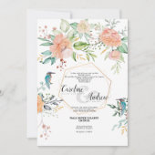 Oiseaux et Roses - Carte Faire-part de mariage (Devant)