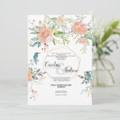 Oiseaux et Roses - Carte Faire-part de mariage (Debout devant)