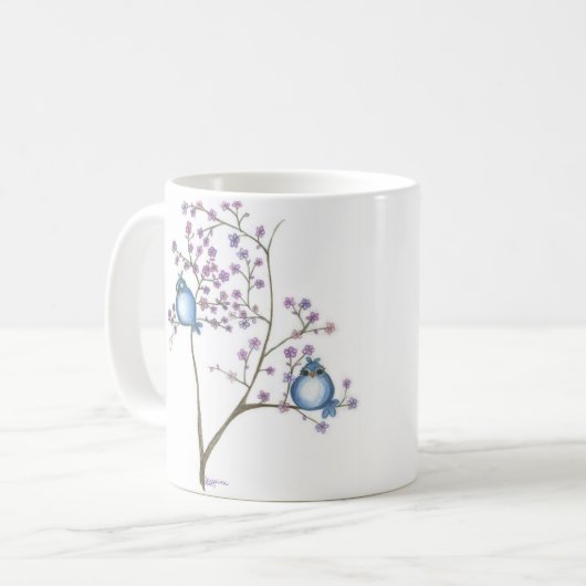 Oiseaux et tasse de fleurs (Devant gauche)