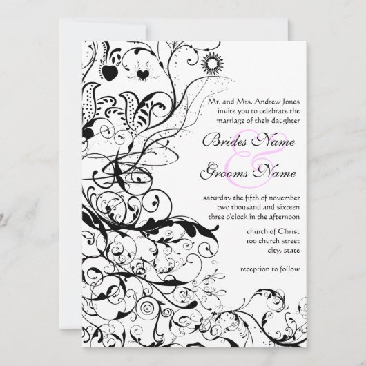 Oiseaux et tourbillons Invitations de mariage (Devant)