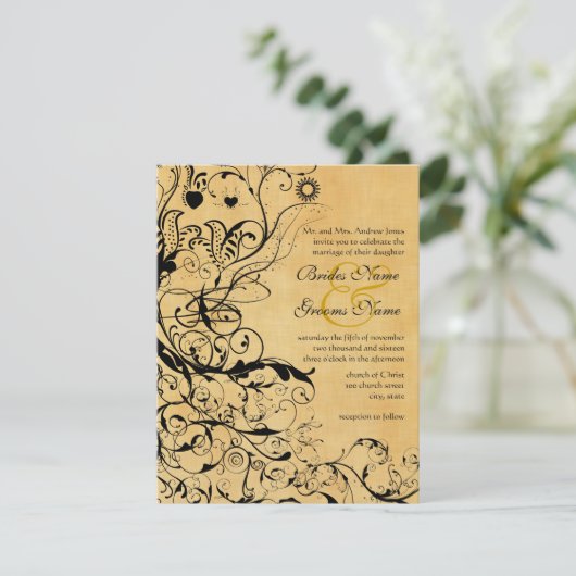Oiseaux et tourbillons Invitations de mariage (Debout devant)