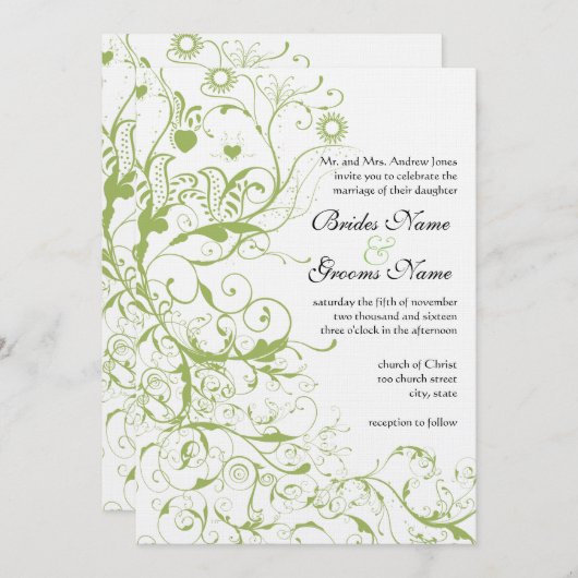 Oiseaux et tourbillons Invitations de mariage #17 (Devant / Derrière)