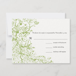 Oiseaux et tourbillons Mariage RSVP Green Hydrange