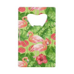 Oiseaux flamants et plantes tropicales