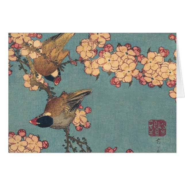 Oiseaux Fleurs Hokusai Art Japonais (Devant horizontal)