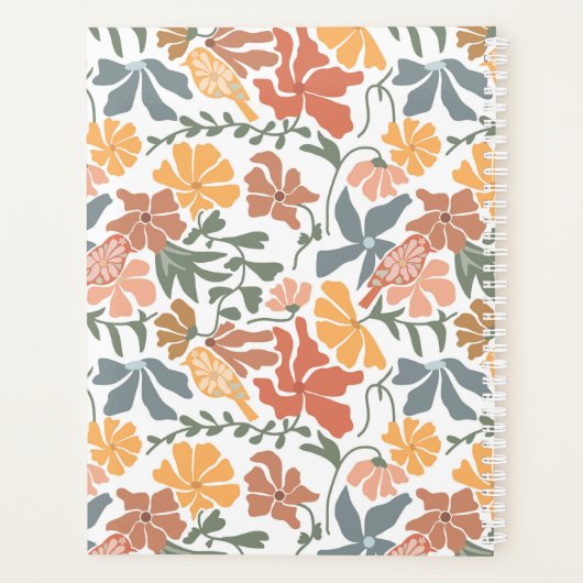 Oiseaux floraux Abstraits Mi-Siècle Monogramme mod (Dos)