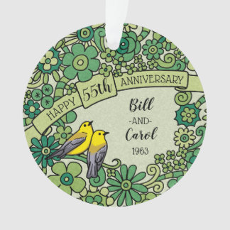 Oiseaux floraux d'émeraude du 55e anniversaire per