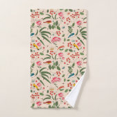 Oiseaux floraux dessinés à la main Abeilles Motif  (Serviette à main)