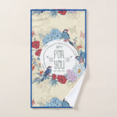 Oiseaux floraux papillon Fleurs hydrangea bluebell (Serviette à main)