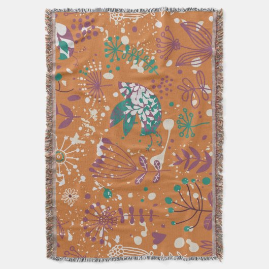 Oiseaux Floraux Whimsical Jeter Couverture (devant Vertical)