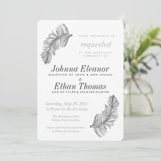 Oiseaux gris d'une plume Invitations de mariage (Debout devant)