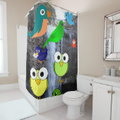 oiseaux hiboux cascade rideau de douche pour enfan (En situation)