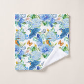 Oiseaux Humming Et Serviette Bleue Hydrangea (Gant de toilette)