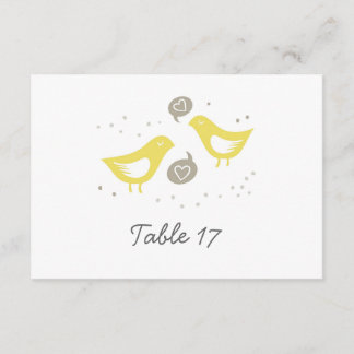 oiseaux jaunes parlant d'amour numéro de table