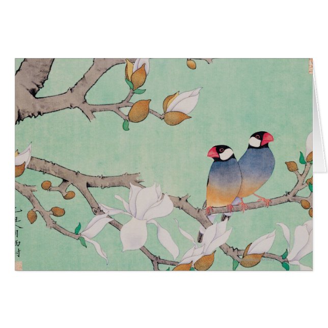 Oiseaux jumeaux dans les branches (Devant horizontal)