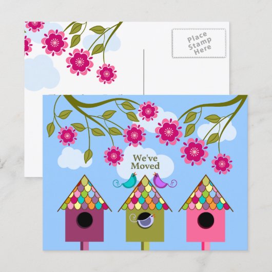 Oiseaux lunaires Faire-part mobiles (Devant / Derrière)