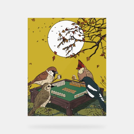 Oiseaux Mahjong jouant au jeu (Recto)