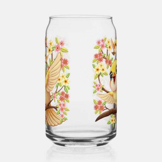 Oiseaux mignons et heureux parmi les fleurs du pri (Droite)