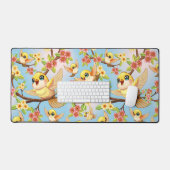 Oiseaux mignons et heureux parmi les fleurs du pri (Clavier et souris)