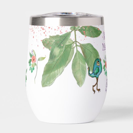 Oiseaux mignons, fleurs et typographie (Avant)