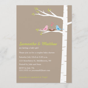 Oiseaux modernes Couples Baby shower Invitation Gi