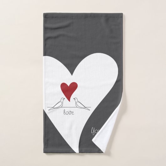 Oiseaux modernes simples personnalisés en amour Co (Serviette à main)