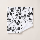 Oiseaux Motifs noirs et blancs sur les fleurs de c (Gant de toilette)