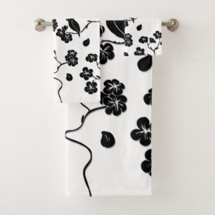 Oiseaux Motifs noirs et blancs sur les fleurs de c