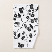 Oiseaux Motifs noirs et blancs sur les fleurs de c (Serviette à main)