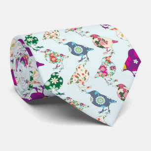 Oiseaux multicolores sur la Cravate bleu clair Hom