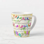 Oiseaux musicaux colorés Latte Mug (Angle droit)