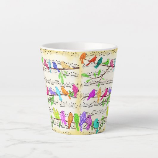 Oiseaux musicaux colorés Latte Mug (Devant)