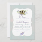 Oiseaux Nest Twins Baby shower Invitation (Devant)