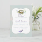 Oiseaux Nest Twins Baby shower Invitation (Debout devant)