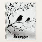 Oiseaux noirs et blancs simples perchés dans les a (Devant)