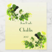 Oiseaux noirs sur Étiquette blanc jaune (Étiquettes simples)