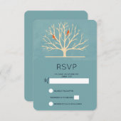 Oiseaux orange moderne dans un grand arbre RSVP (Devant / Derrière)