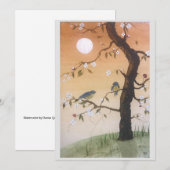 Oiseaux originaux sous l'art de la lune sur carte (Devant / Derrière)