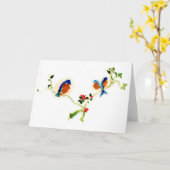 Oiseaux paisibles sur une carte de note de branche (Fleur jaune)