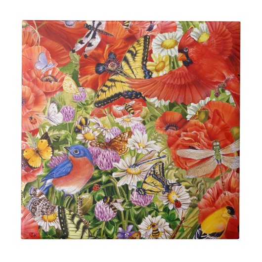 Oiseaux, papillons et carreau de céramique (Devant)